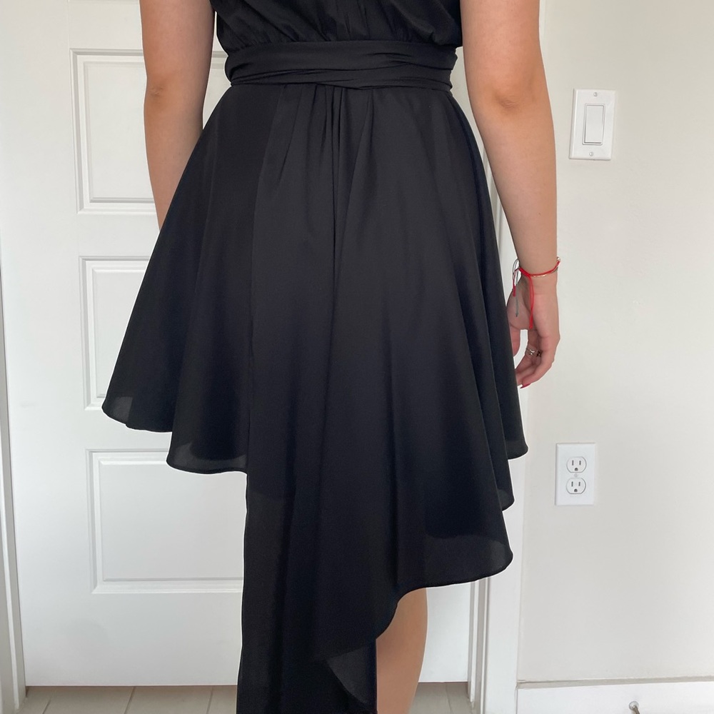 Black Asymmetrical Wrap Dress - Gem